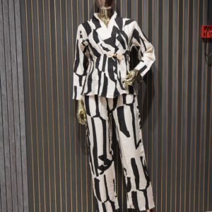 Silk Printed Cord Set (Black & White)