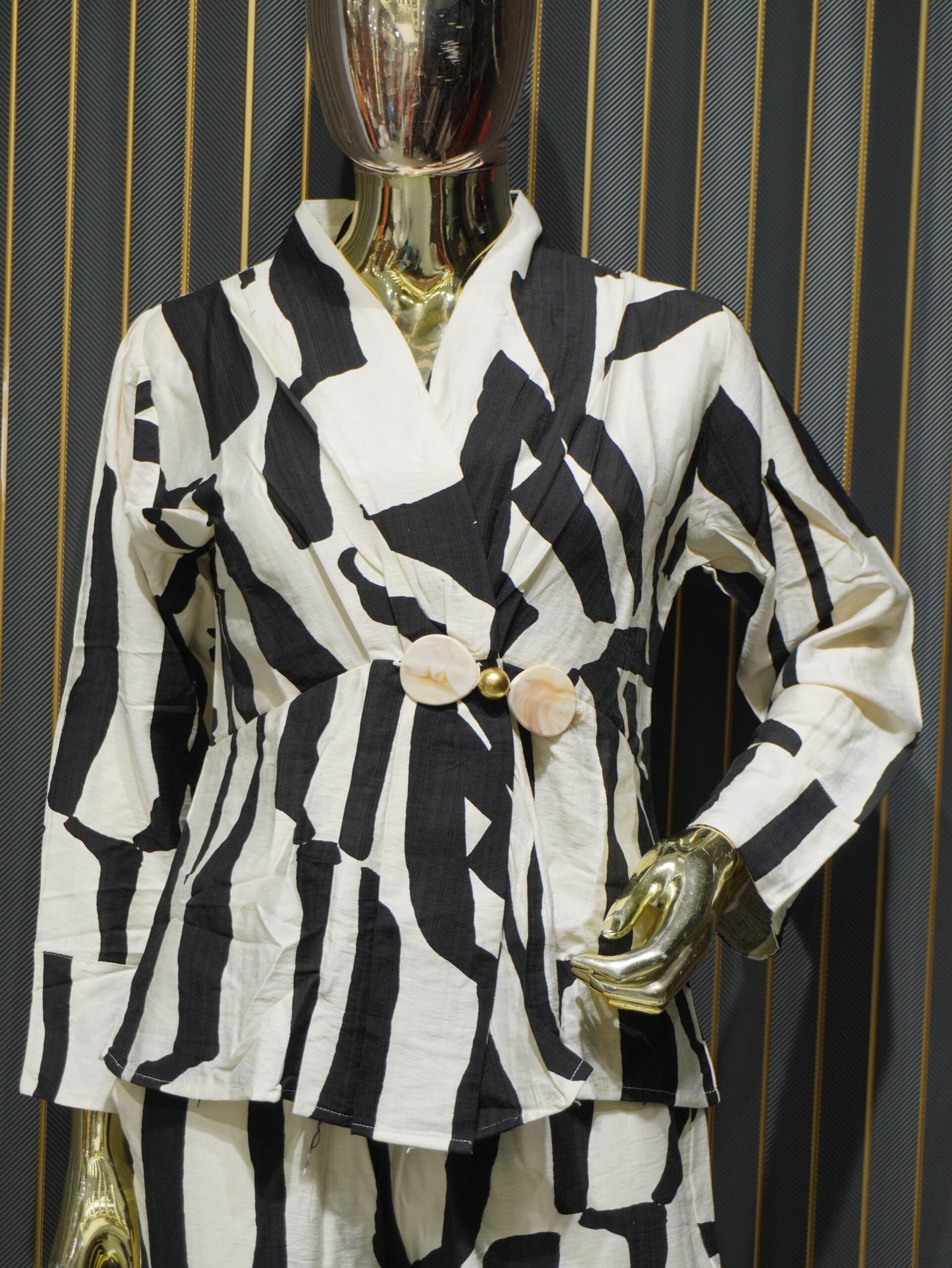 Silk Printed Cord Set (Black & White) - Image 2