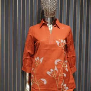 Embroidered Kurti (Rust Orange)