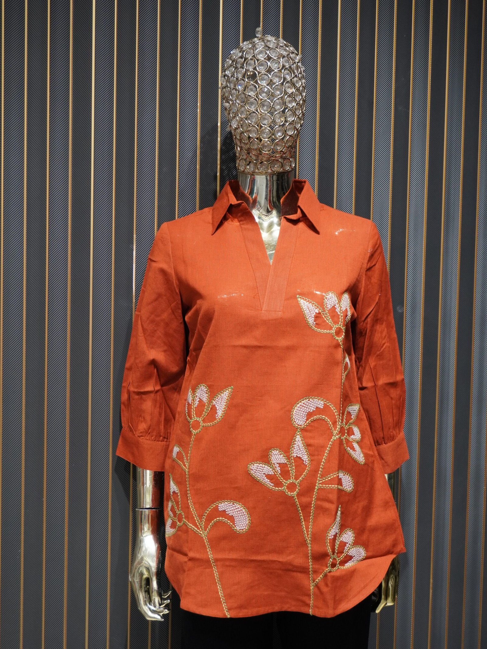 Embroidered Kurti (Rust Orange)