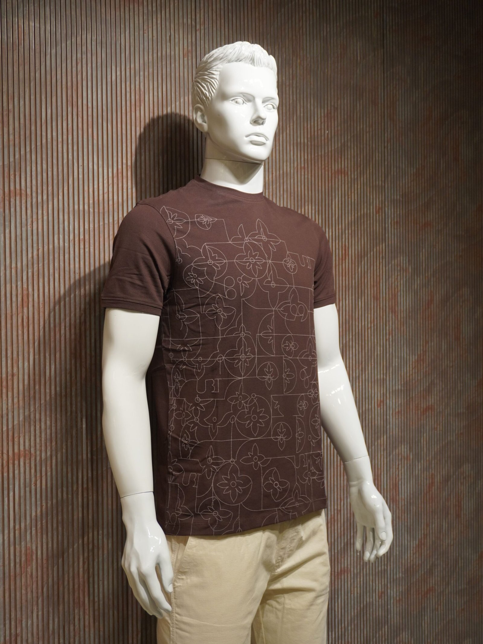Men’s Cotton Printed T-Shirt (Brown) - Image 2
