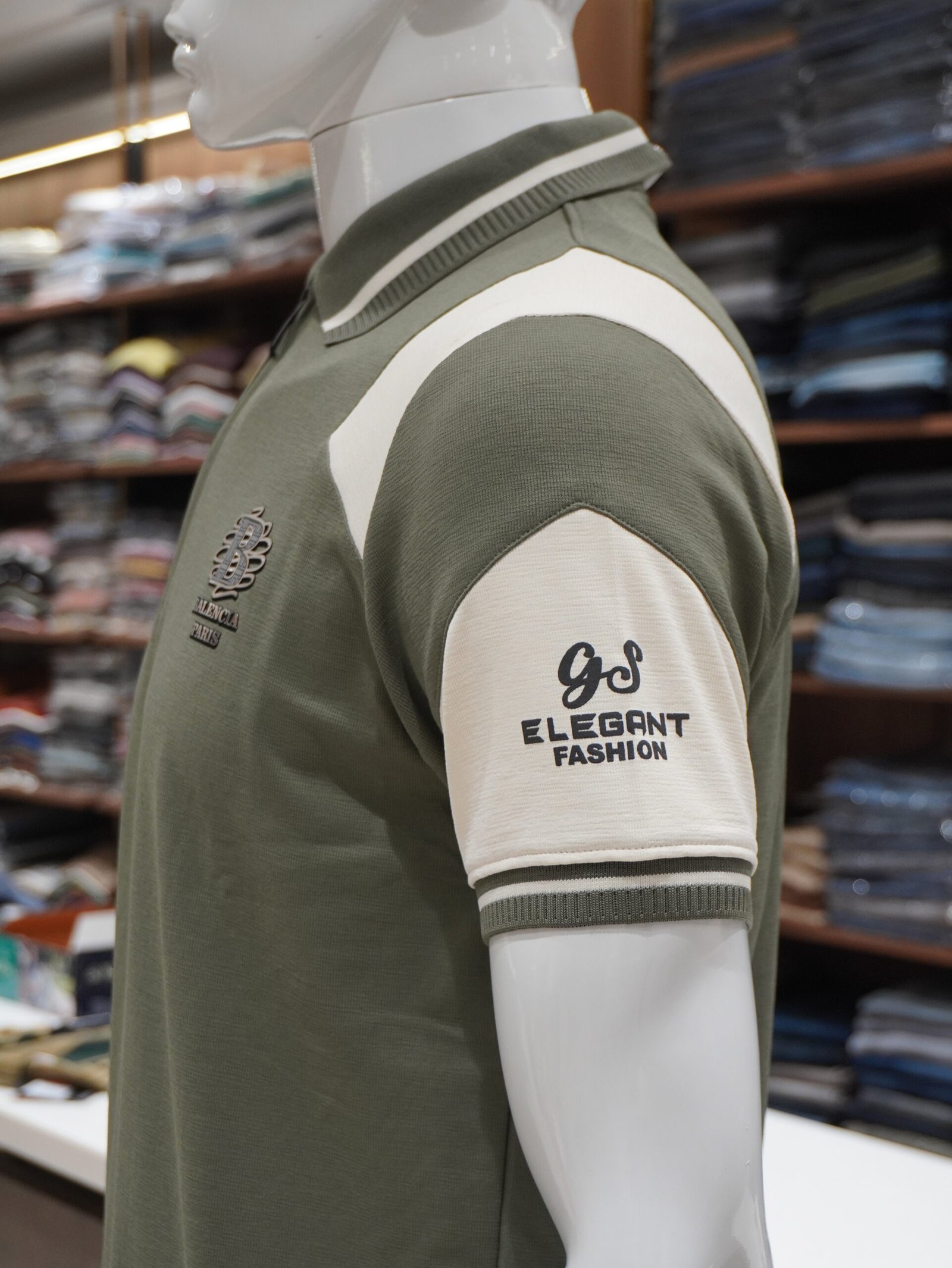 Men’s Dry Fit Half Zip T-Shirt (Olive Green) - Image 2