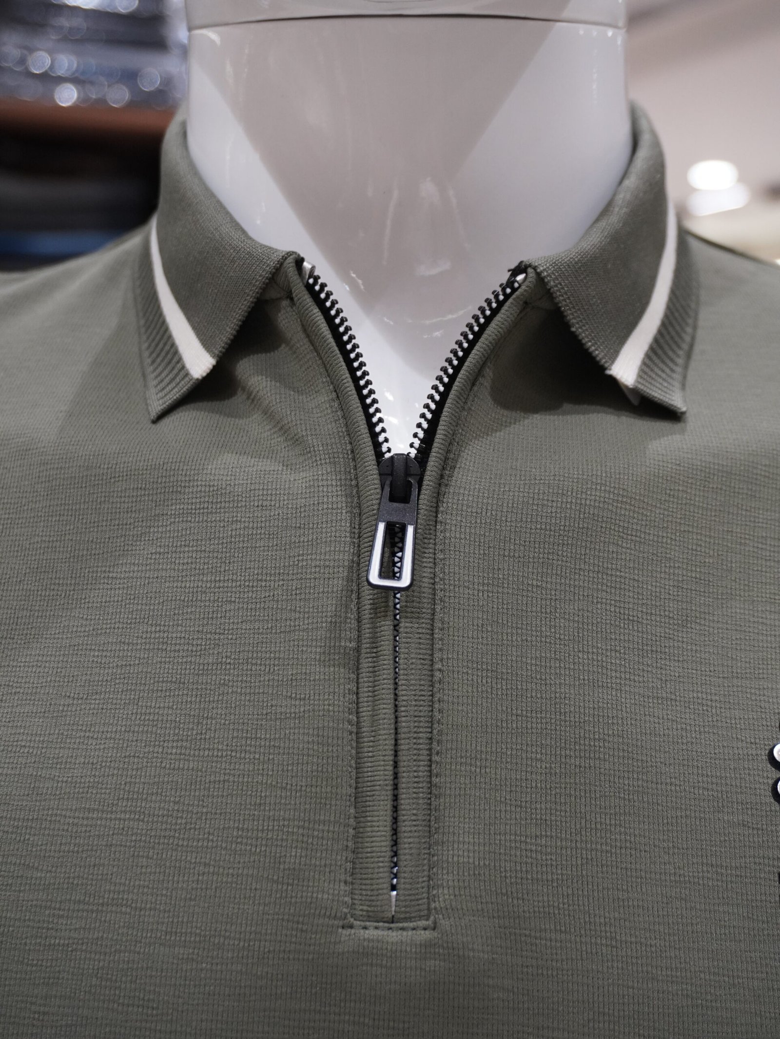 Men’s Dry Fit Half Zip T-Shirt (Olive Green) - Image 4