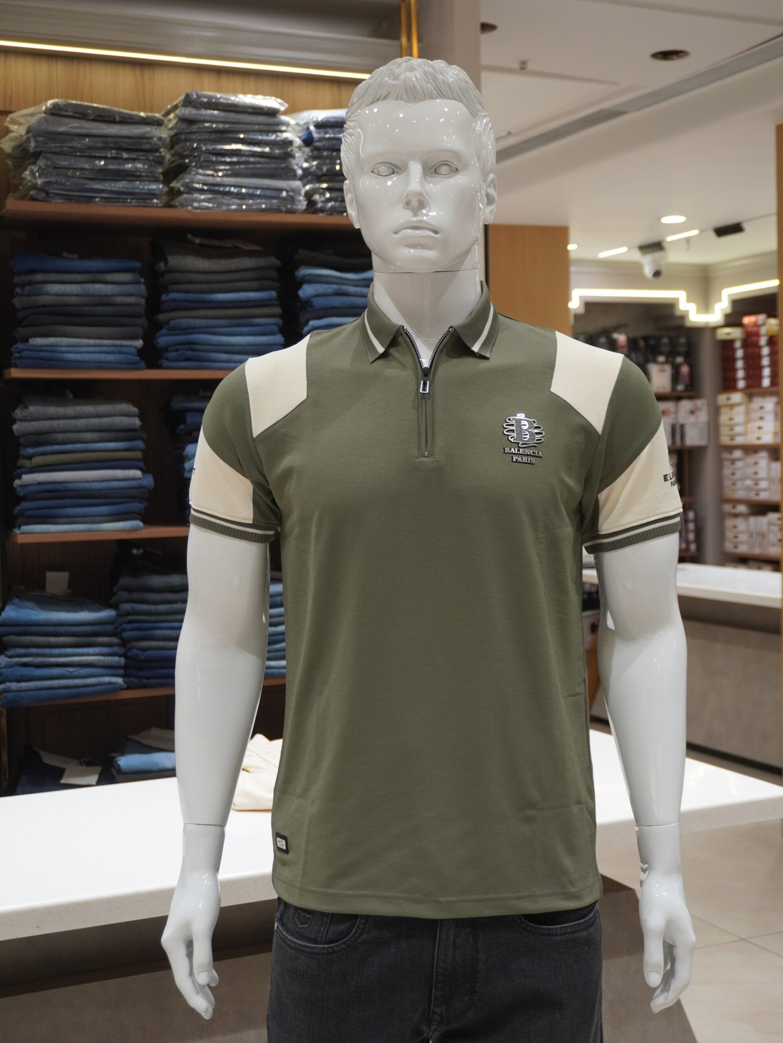 Men’s Dry Fit Half Zip T-Shirt (Olive Green)