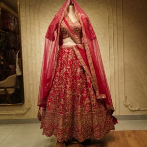 Women’s Designer Bridal Lehenga Set (Rani Pink)
