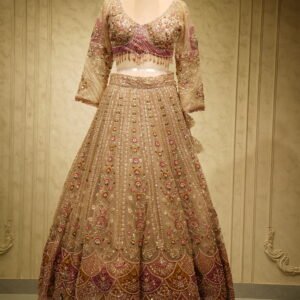 Women’s Designer Bridal Lehenga Set (Champagne Pink)