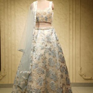 Women’s Designer Lehenga Set (Ivory Blue)