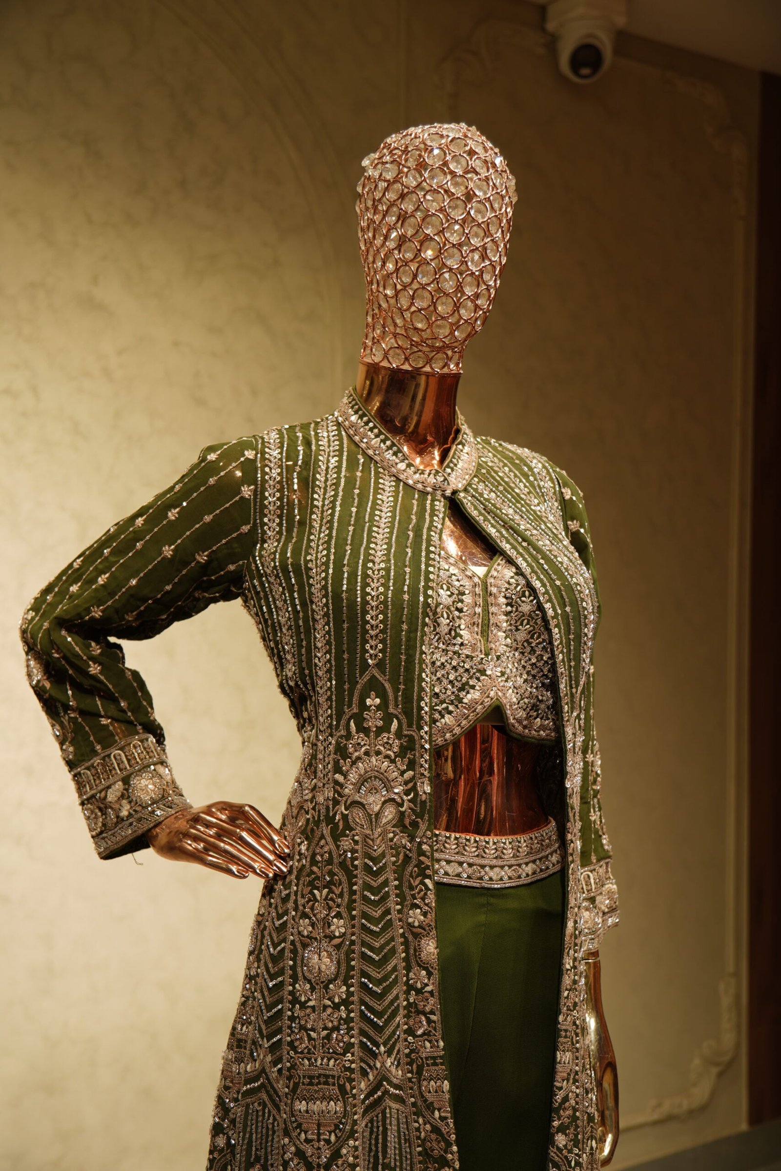 Women’s Designer Indo-Western Jacket Set (Dark Green) - Image 4